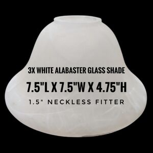 VTG 3 White Alabaster Glass Bell Dome Shaped Light Shades 1.5" Neckless Fitter